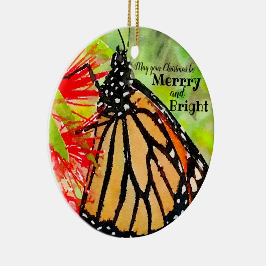 Merry kerst Sunshine Monarch Butterfly Keramisch Ornament (Rechts)