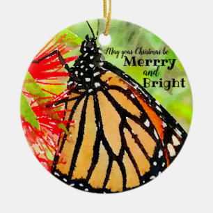 Merry kerst Sunshine Monarch Butterfly Keramisch Ornament