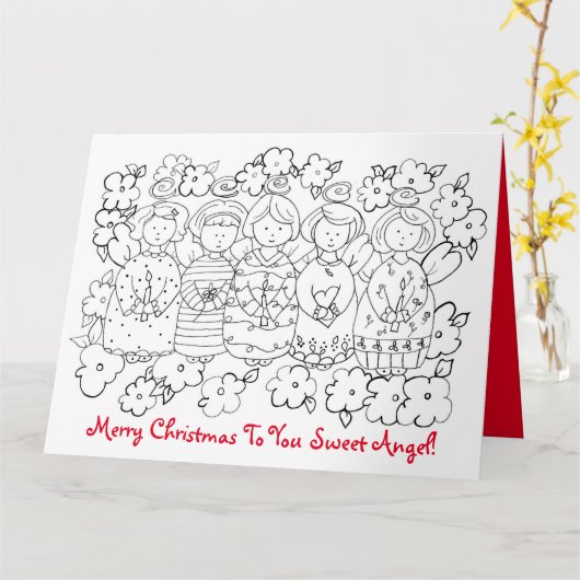 Merry kerst Sweet Angel Colour Book Kaart (Gele Bloem)