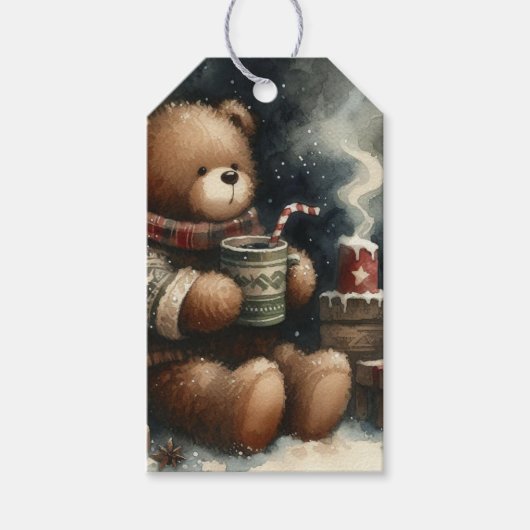 Merry kerst Teddy Bear Cadeaulabel (Voorkant)