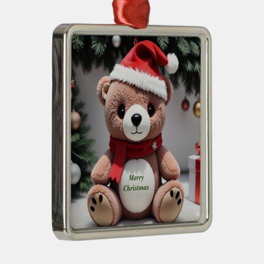 Merry kerst Teddy Bear Metalen Ornament (Rechts)