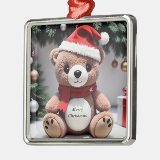 Merry kerst Teddy Bear Metalen Ornament (Links)