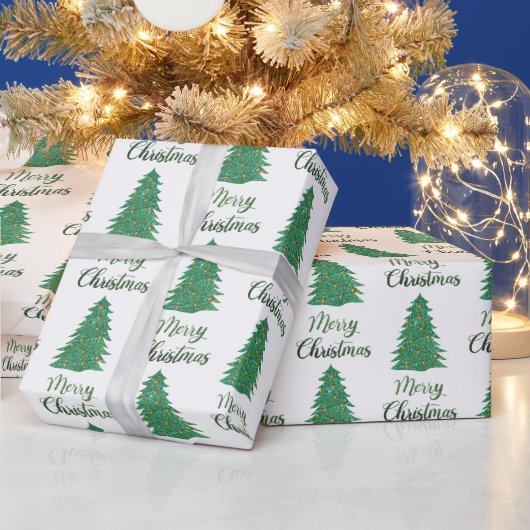 Merry kerst tree - green glitter cadeaupapier (Feestdagen)
