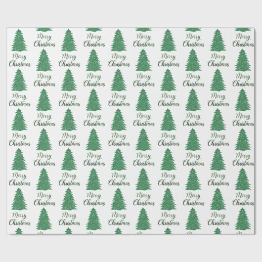 Merry kerst tree - green glitter cadeaupapier (Vlak)