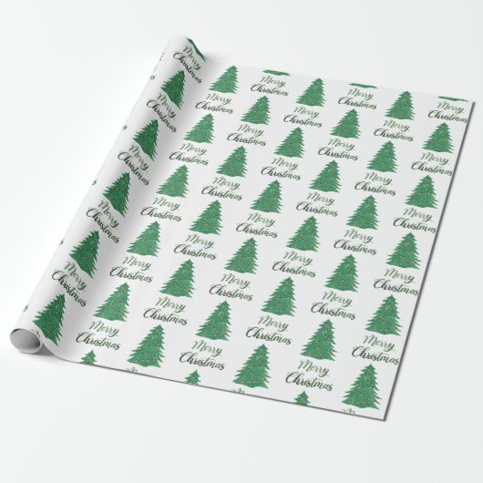 Merry kerst tree - green glitter cadeaupapier (Uitgerold)
