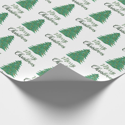 Merry kerst tree - green glitter cadeaupapier (Hoek)