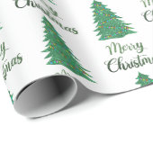 Merry kerst tree - green glitter cadeaupapier (Rol Hoek)