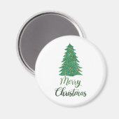 Merry kerst tree - green glitter magneet (Voorkant / Achterkant)