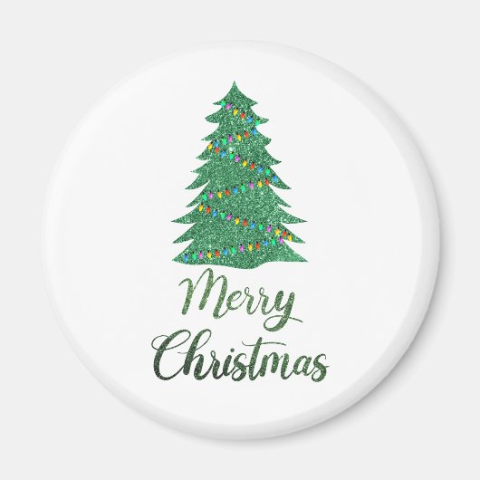 Merry kerst tree - green glitter magneet (Voorkant)
