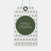 Merry kerst Tree Pattern Pine Green Cadeaulabel (Voorkant)