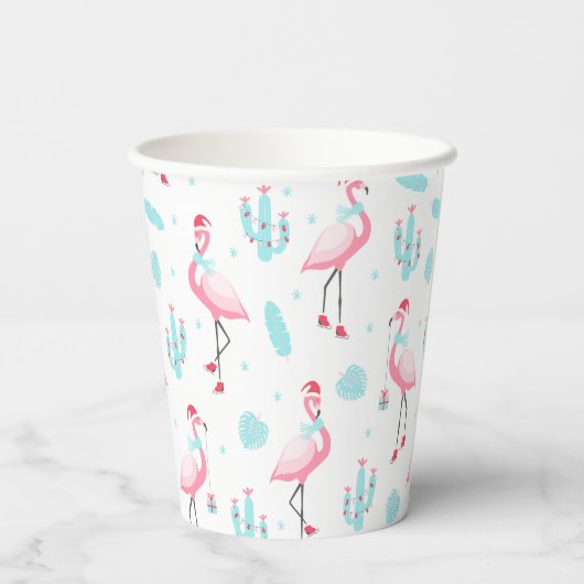 Merry kerst Tropical Beach Flamingo Papieren Bekers (Achterkant)