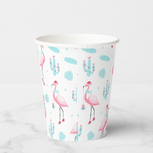 Merry kerst Tropical Beach Flamingo Papieren Bekers (Rechts)