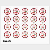 Merry kerst Truck Red Buffalo Pset Ronde Sticker (Vel)