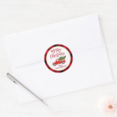 Merry kerst Truck Red Buffalo Pset Ronde Sticker (Envelop)