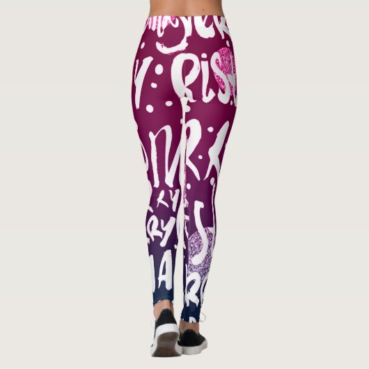 Merry kerst Typographic Patroon Leggings (Achterkant)