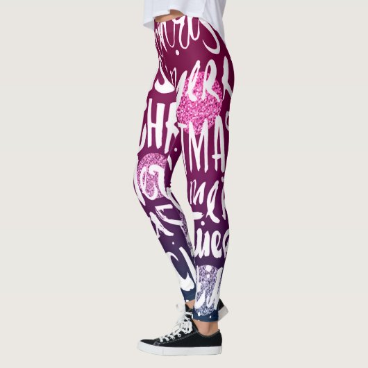 Merry kerst Typographic Patroon Leggings (Links)