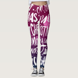Merry kerst Typographic Patroon Leggings