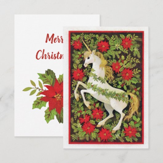 Merry kerst Unicorn Bedankkaart (Voorkant / Achterkant)