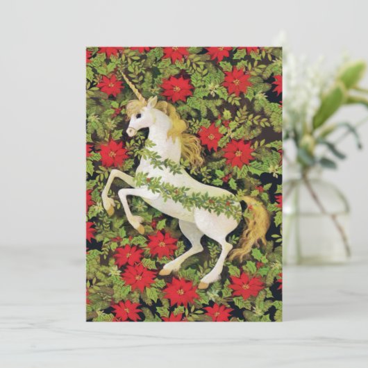 Merry kerst Unicorn Feestdagenkaart (Staand voorkant)