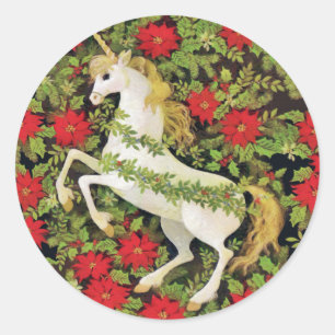 Merry kerst Unicorn Ronde Sticker