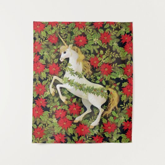 Merry kerst Unicorn Wandkleed (Voorkant)