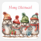 Merry kerst vierkante sticker (Voorkant)