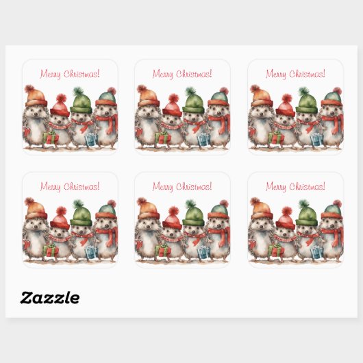 Merry kerst vierkante sticker (Vel)