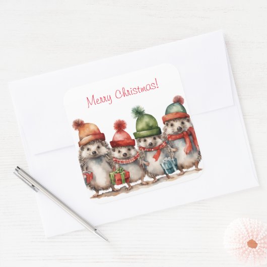 Merry kerst vierkante sticker (Envelop)