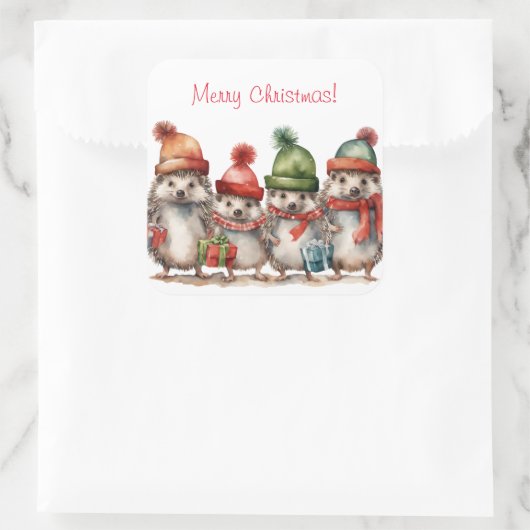 Merry kerst vierkante sticker (Tas)