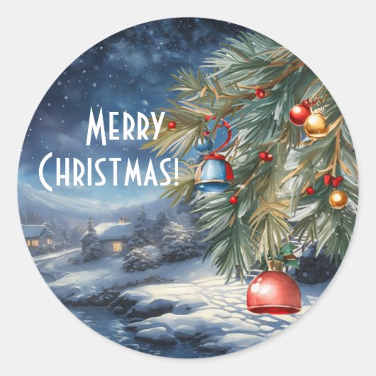 Merry kerst Vinyl Sticker (Voorkant)