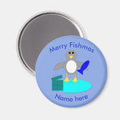 Merry kerst Vissen Penguin Magnet (Voorkant / Achterkant)