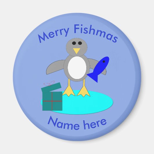 Merry kerst Vissen Penguin Magnet (Voorkant)