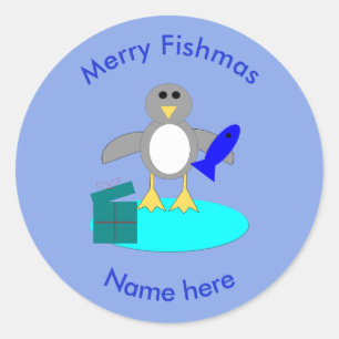 Merry kerst Vist Penguin Stickers