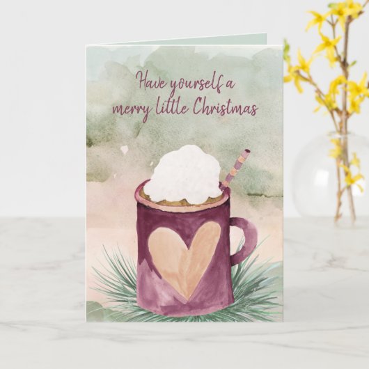 Merry kerst warme chocolade kaart (Gele Bloem)