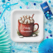 Merry kerst warme chocolade papieren bordje (Feest)