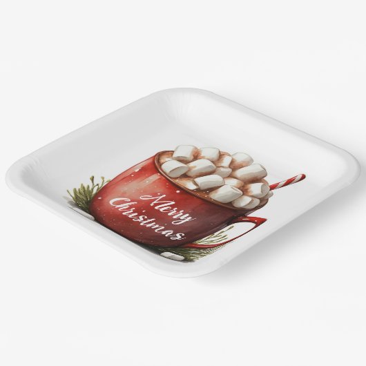 Merry kerst warme chocolade papieren bordje (Gebogen)