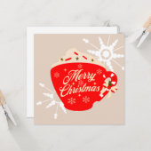 Merry kerst-warme chocolade Tan Snowflake-kaart Kaart (Voorkant / Achterkant in situ)
