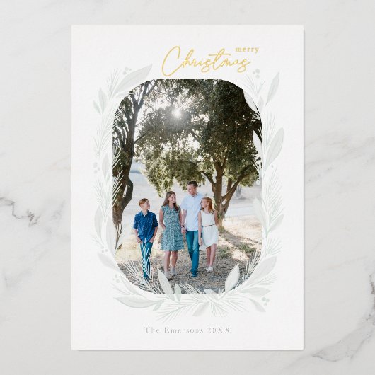 Merry kerst Waterverf Lijst Light Folie Feestdagenkaart (Voorkant)