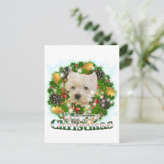 Merry kerst Westie Feestdagenkaart (Staand voorkant)