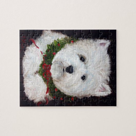 Merry kerst Westie West Highland Terrier Gift Legpuzzel (Horizontaal)