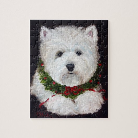 Merry kerst Westie West Highland Terrier Gift Legpuzzel (Verticaal)