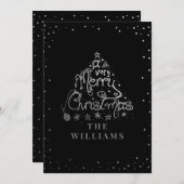 Merry kerst Whimsical Artsy Silver Black Kaart (Voorkant / Achterkant)