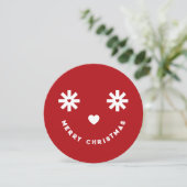 Merry kerst Whimsical Funny Smiley Foto Feestdagenkaart (Staand voorkant)