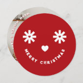 Merry kerst Whimsical Funny Smiley Foto Feestdagenkaart (Voorkant / Achterkant)