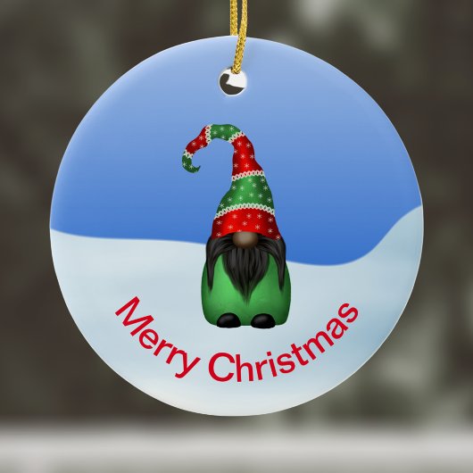 Merry kerst Whimsical Gnome Keramisch Ornament
