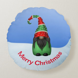 Merry kerst Whimsical Gnome Rond Kussen