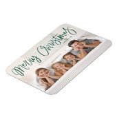 Merry kerst Whimsical Green Script-foto Magneet (Linkerzijde)