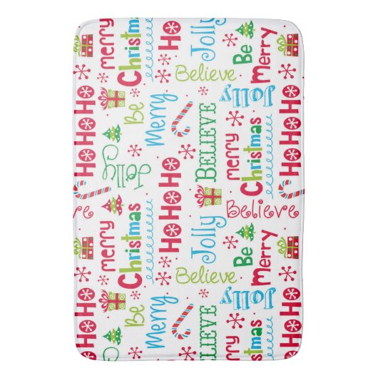 Merry kerst Whimsical Modern Jolly Typografie Badmat (Voorkant Verticaal)