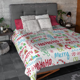 Merry kerst Whimsical Modern Jolly Typografie Fleece Deken