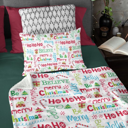 Merry kerst Whimsical Modern Jolly Typografie Fleece Deken